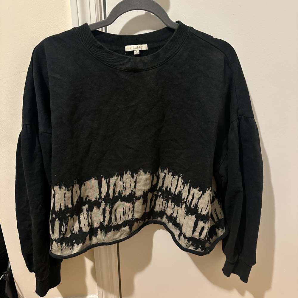 Z Supply Black and Cream Sweatshirt